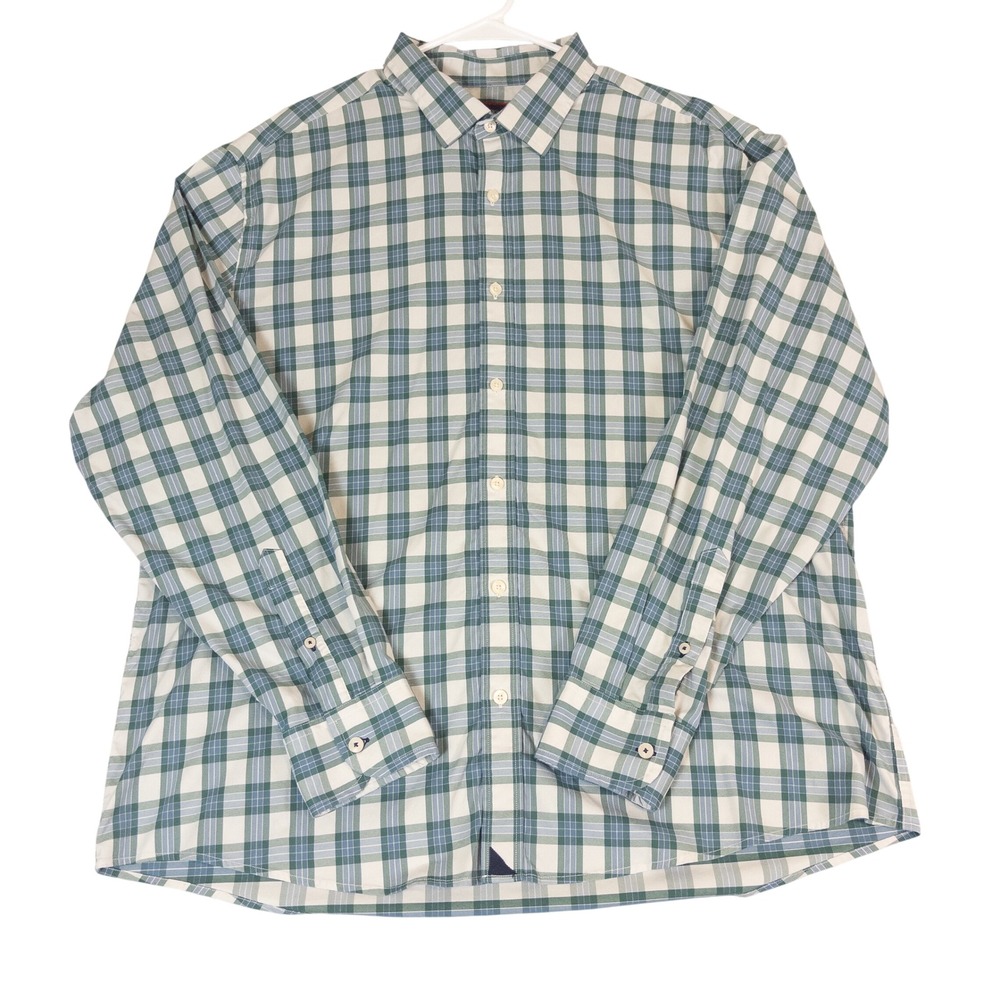 UNTUCKit Mens XXL Plaid Performance Stretch Button Down Shirt Green Blue Long